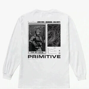 Primitive Men’s Tactics White Long Sleeve Graphic Tee NWT
